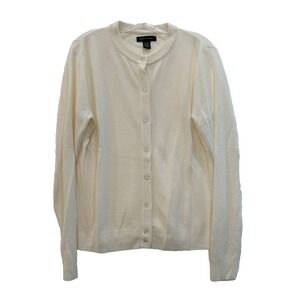 Good Clothes Size Large Ivory Button Front Crew Neck Cardigan